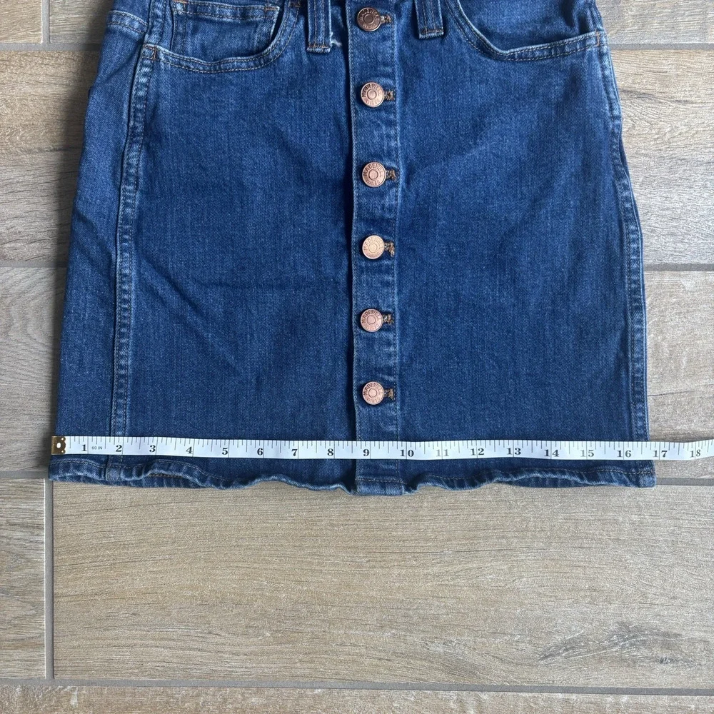 Madewell Denim Mini Skirt Womens‎ 23 Blue Button Front High Waisted A-Line